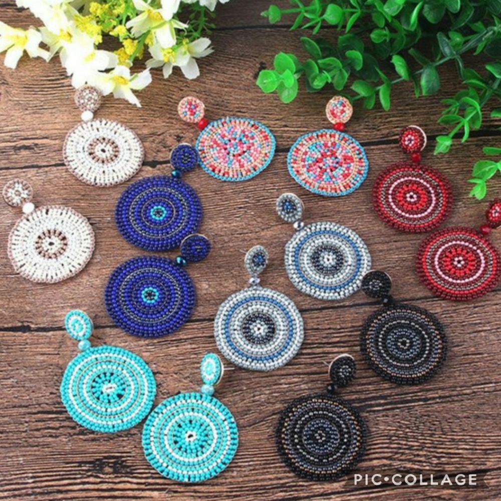 Handmade Boho Rice Bead Earrings